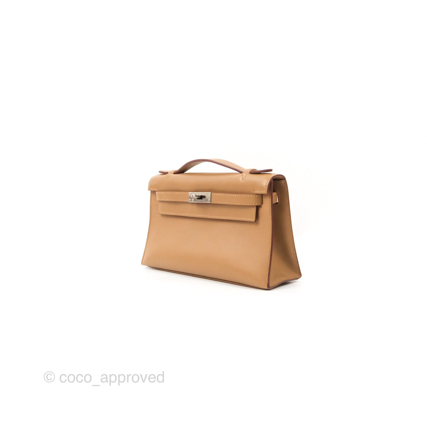 Hermès Kelly Pochette Clutch Biscuit 48 Swift Palladium Hardware