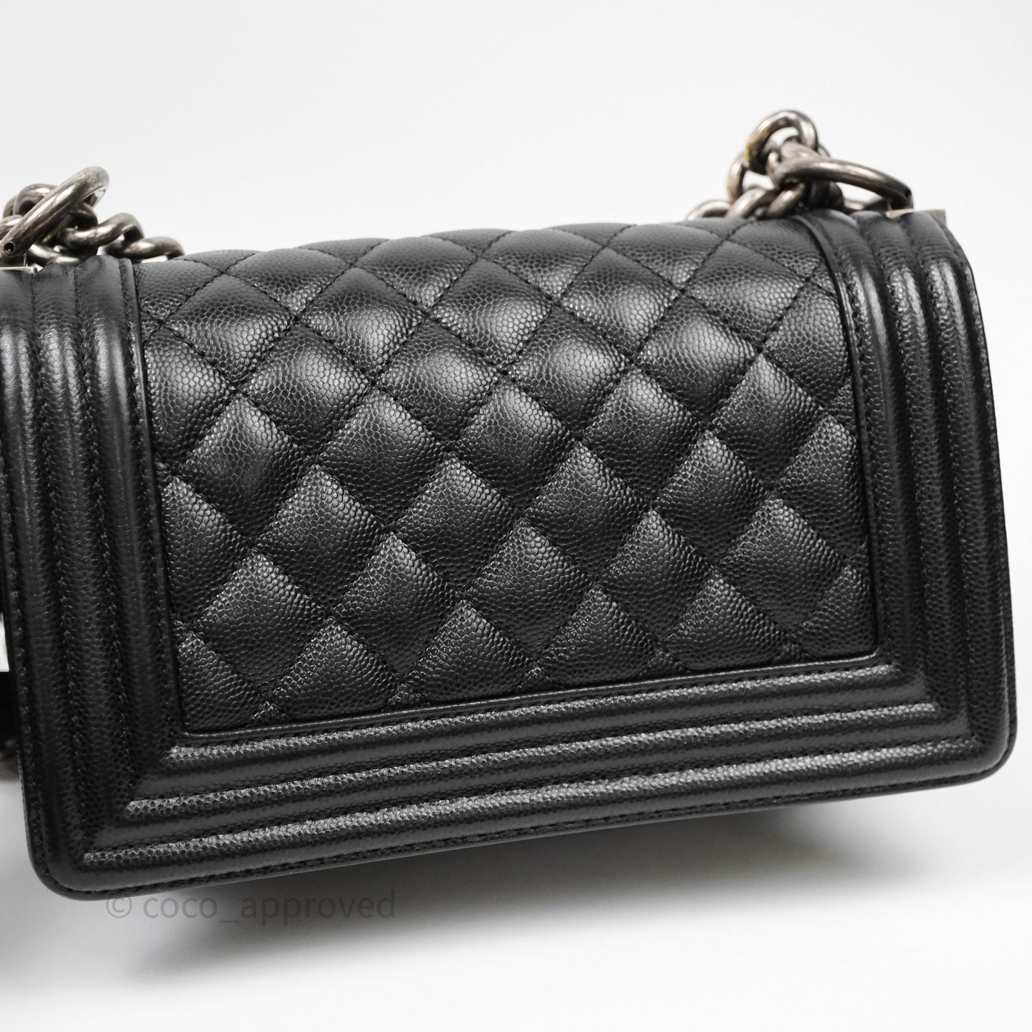 Chanel Small Boy Quilted Black Caviar Ruthenium Hardware