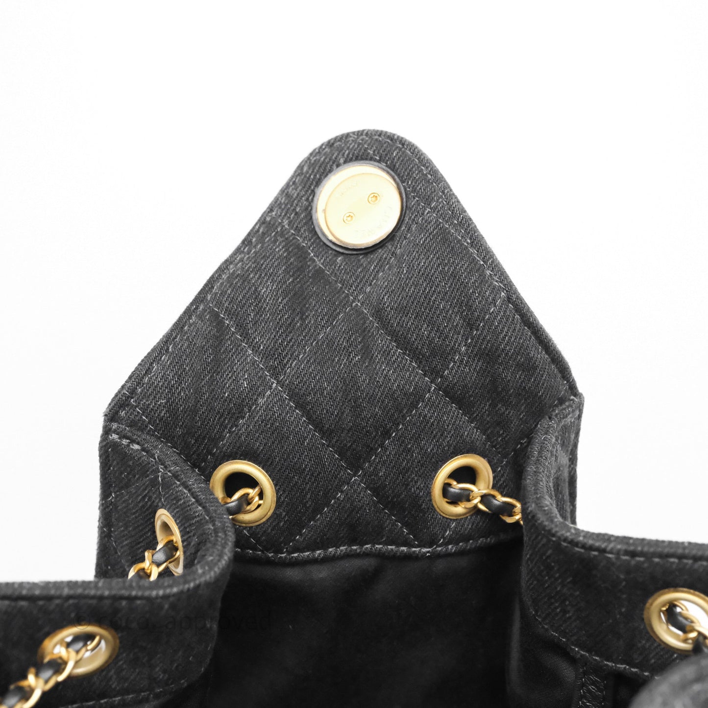 Chanel 25 Medium Washed Denim Black Aged Gold Hardware