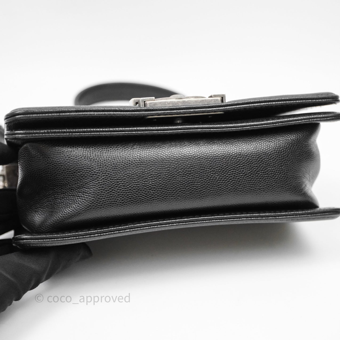 Chanel Small Boy Quilted Black Caviar Ruthenium Hardware