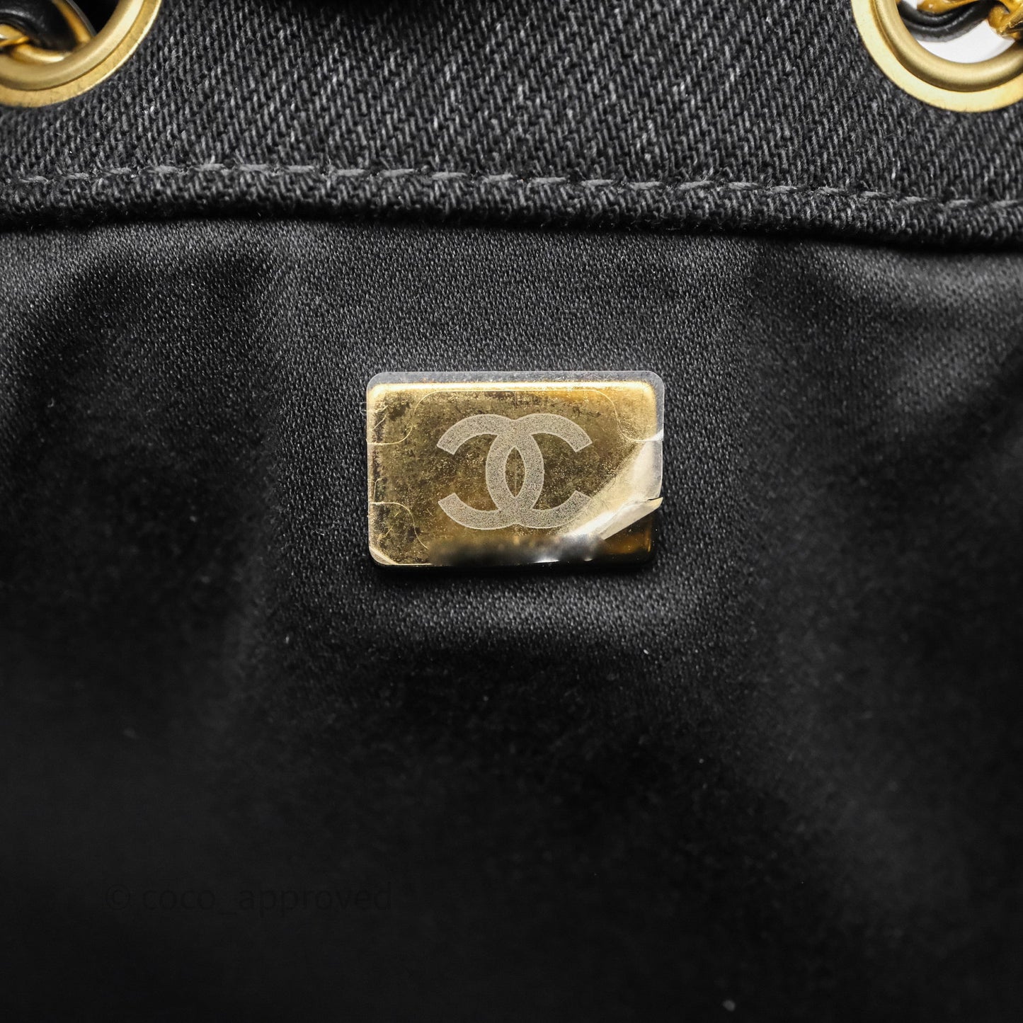 Chanel 25 Medium Washed Denim Black Aged Gold Hardware