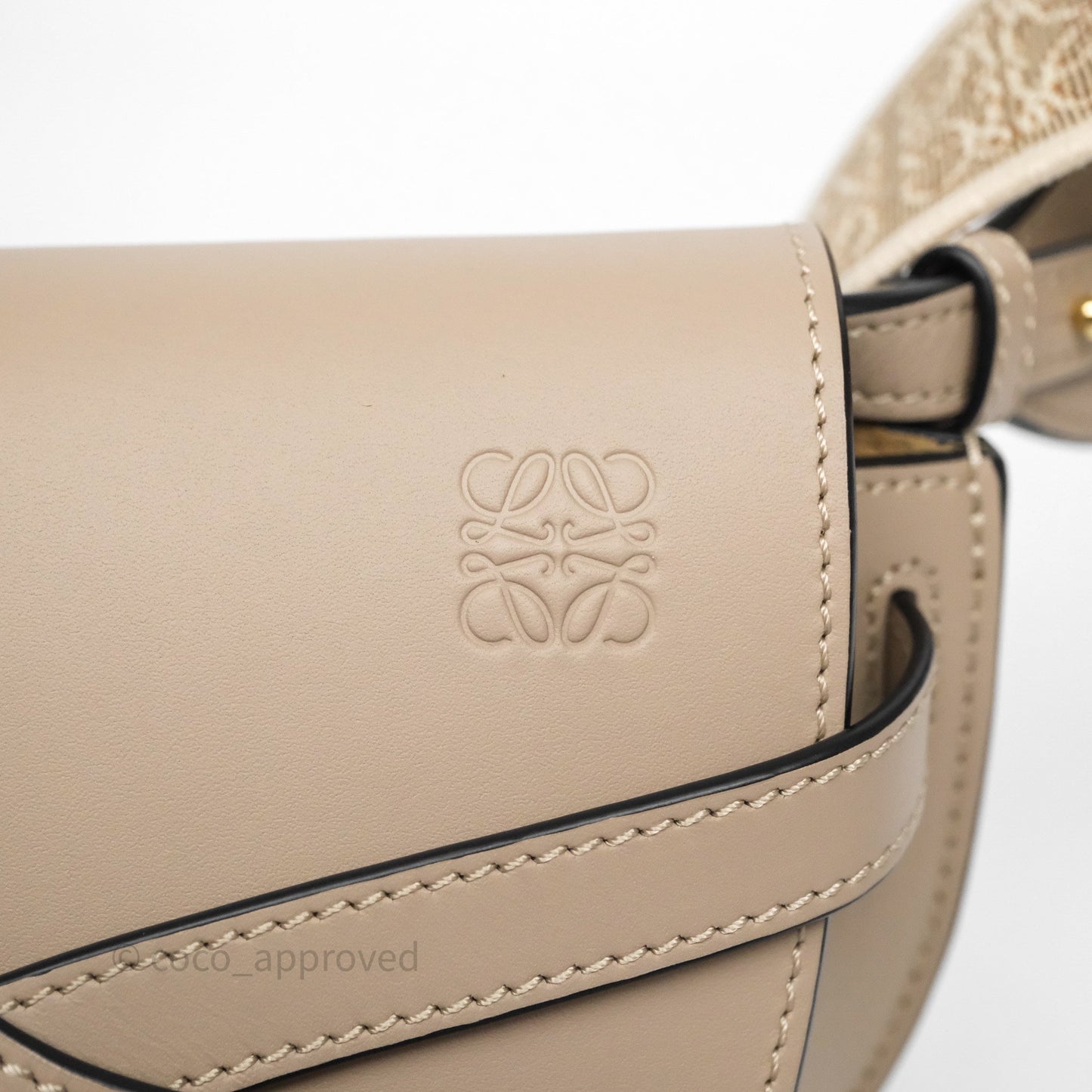 Loewe Mini Gate Dual Bag Beige Sand Soft Calfskin Jacquard Strap