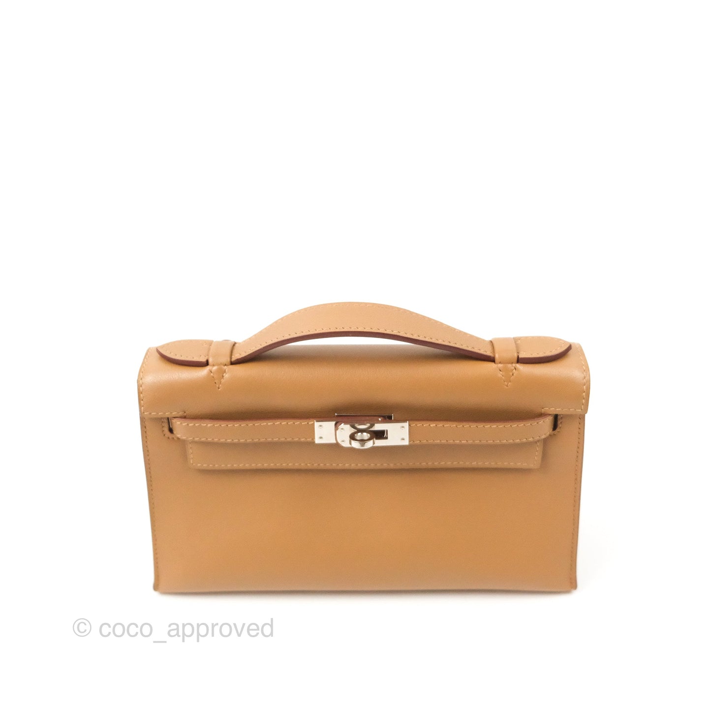Hermès Kelly Pochette Clutch Biscuit 48 Swift Palladium Hardware