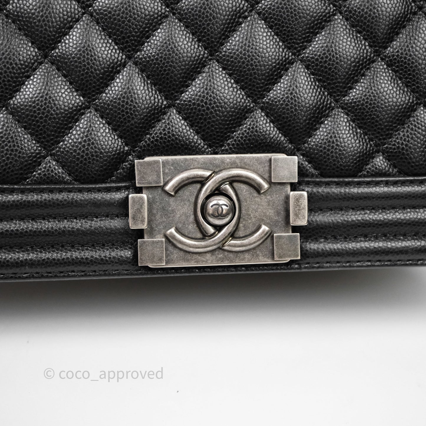 Chanel Small Boy Quilted Black Caviar Ruthenium Hardware