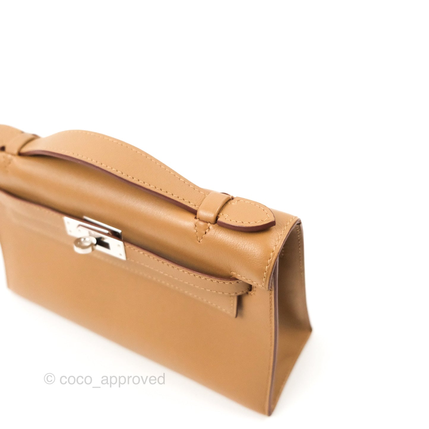 Hermès Kelly Pochette Clutch Biscuit 48 Swift Palladium Hardware