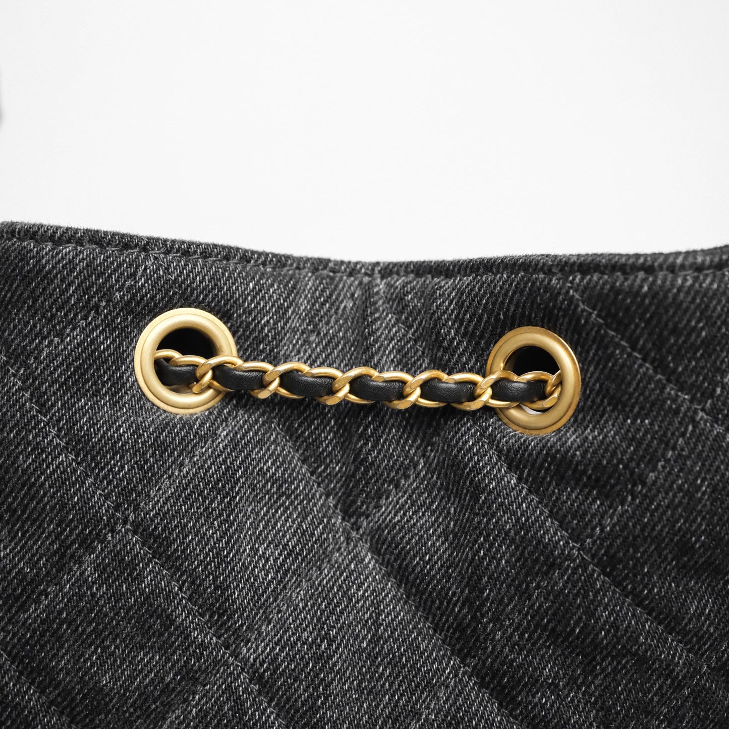 Chanel 25 Medium Washed Denim Black Aged Gold Hardware