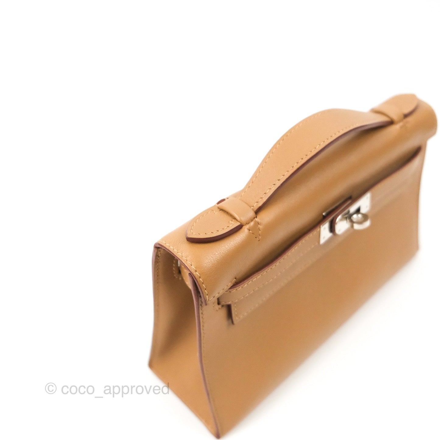 Hermès Kelly Pochette Clutch Biscuit 48 Swift Palladium Hardware