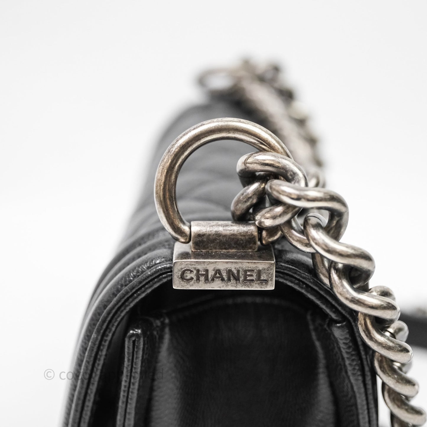 Chanel Small Boy Quilted Black Caviar Ruthenium Hardware