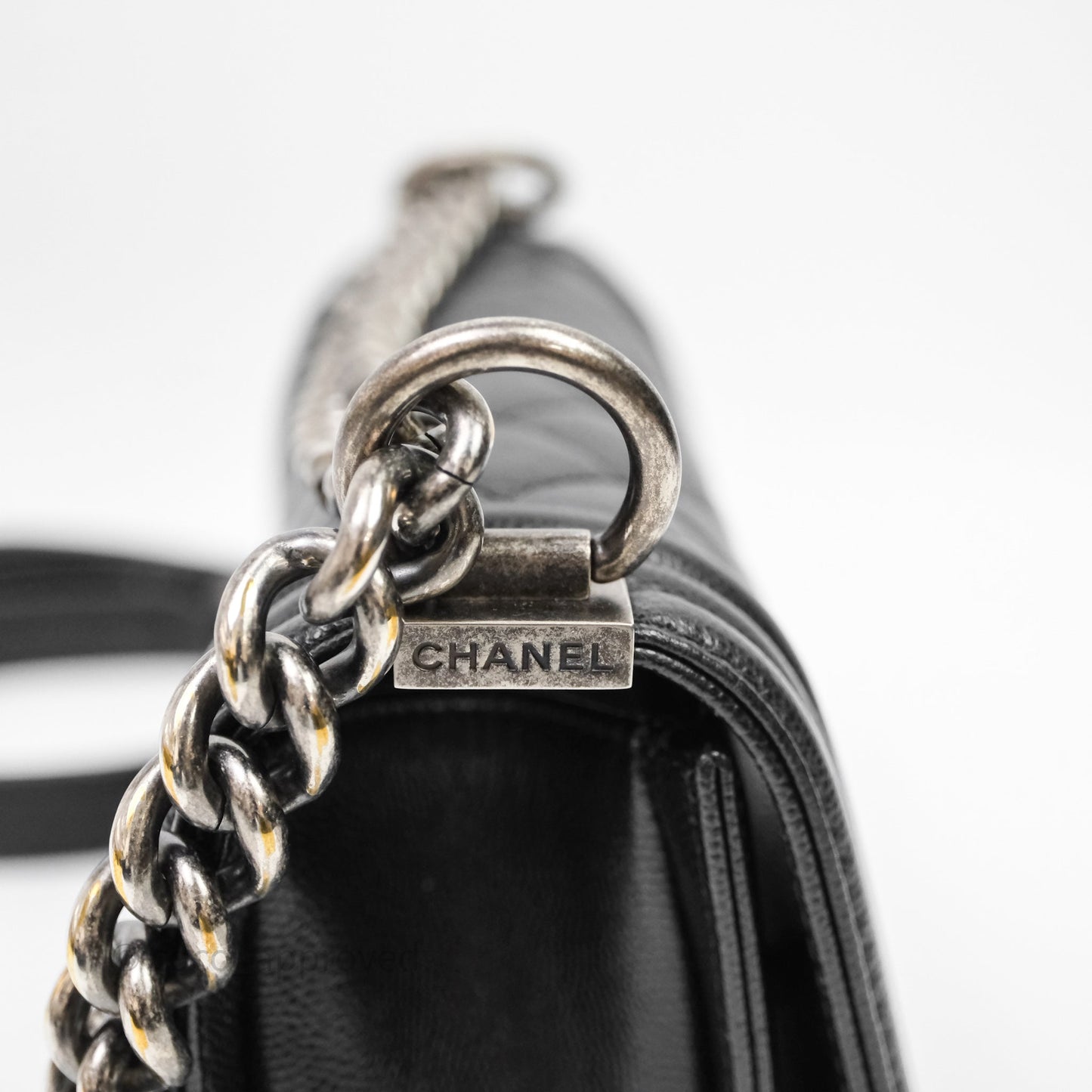 Chanel Small Boy Quilted Black Caviar Ruthenium Hardware