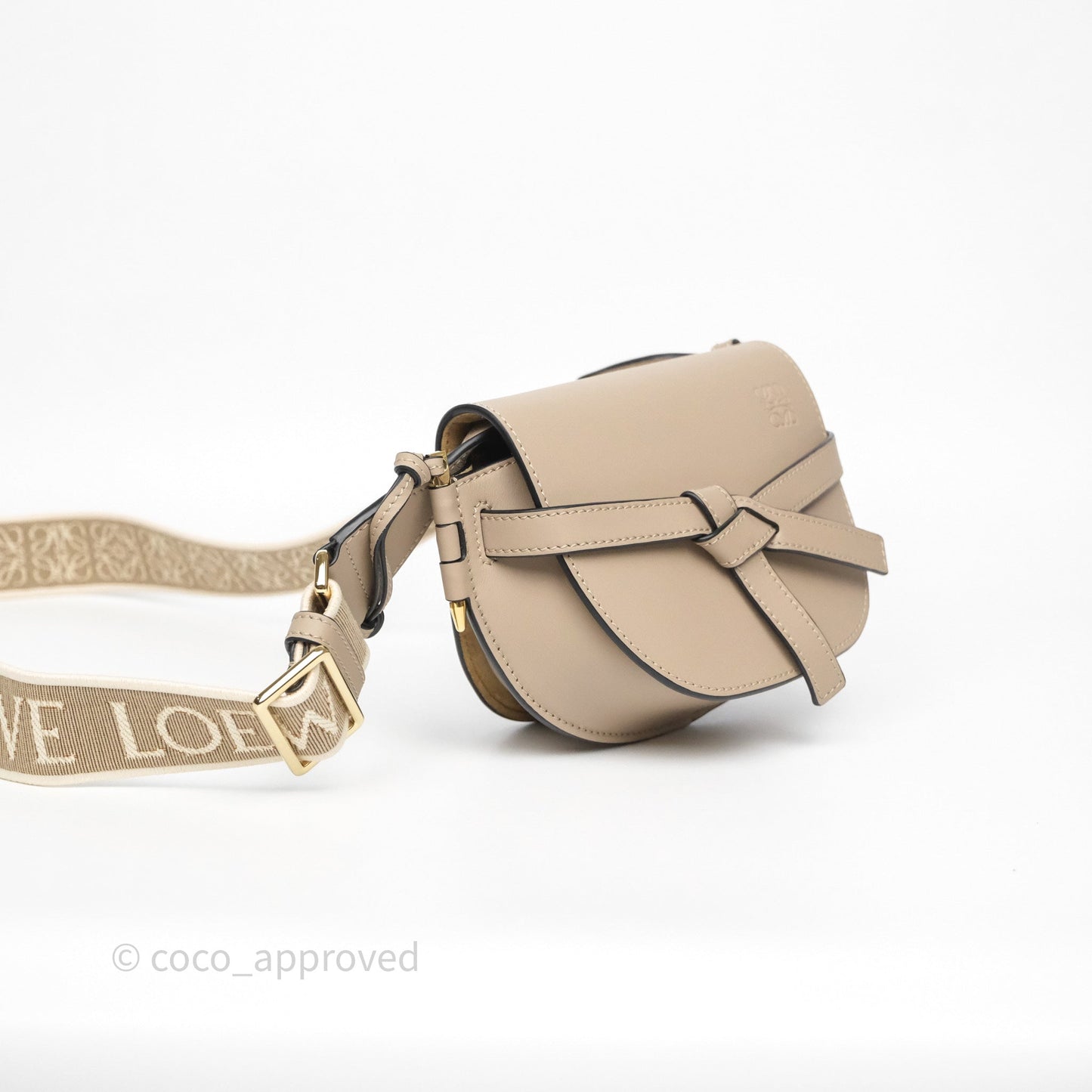 Loewe Mini Gate Dual Bag Beige Sand Soft Calfskin Jacquard Strap