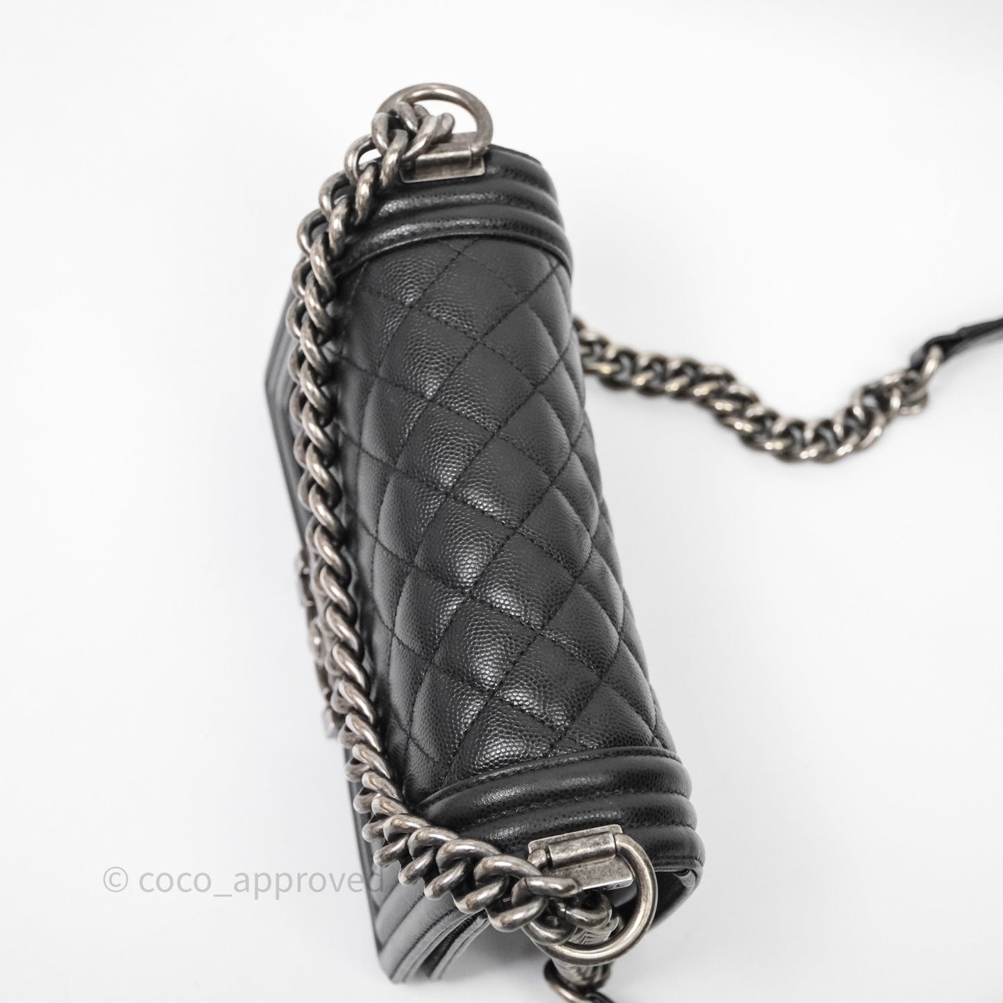Chanel Small Boy Quilted Black Caviar Ruthenium Hardware