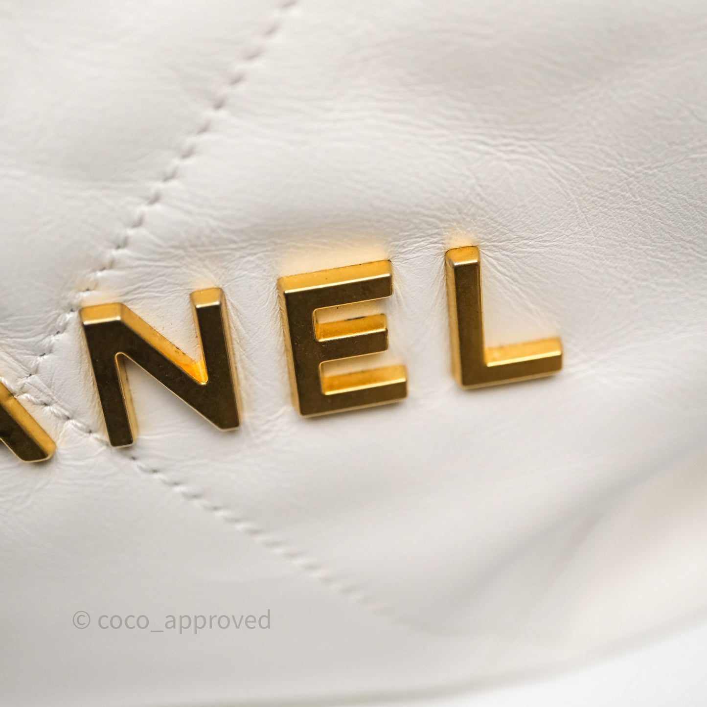 Chanel 22 Small White Shiny Crumpled Calfskin Aged Gold Hardware