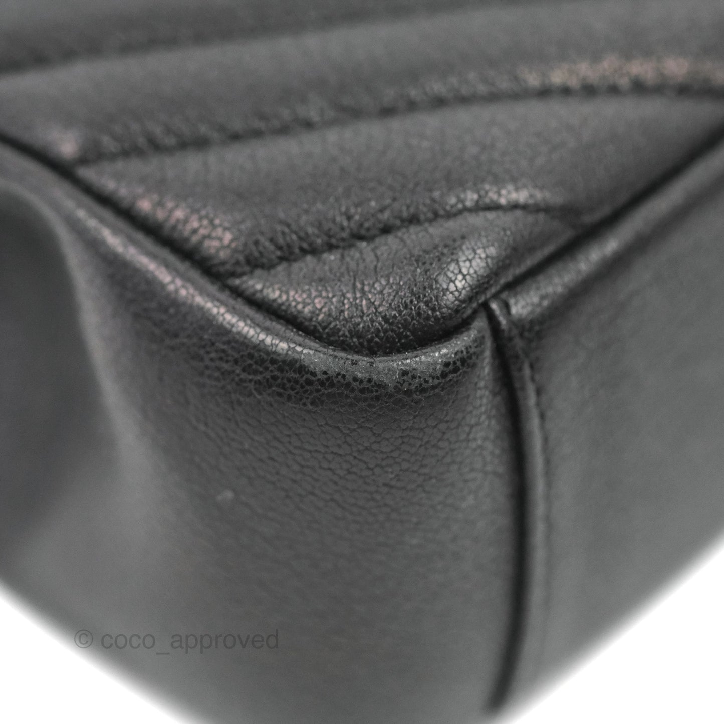 Saint Laurent Chevron Medium College Black Chain Bag Ruthenium Hardware