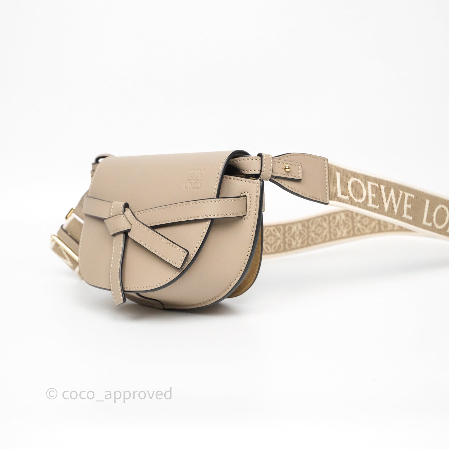 Loewe Mini Gate Dual Bag Beige Sand Soft Calfskin Jacquard Strap