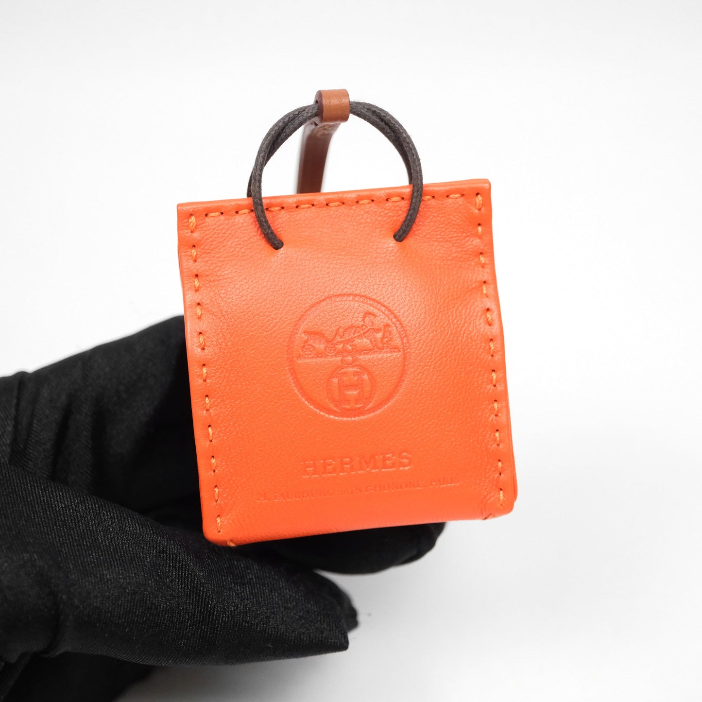 Hermès Orange Shopping Bag Charm