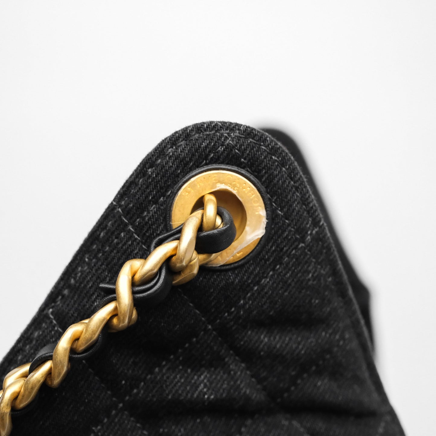 Chanel 25 Medium Washed Denim Black Aged Gold Hardware