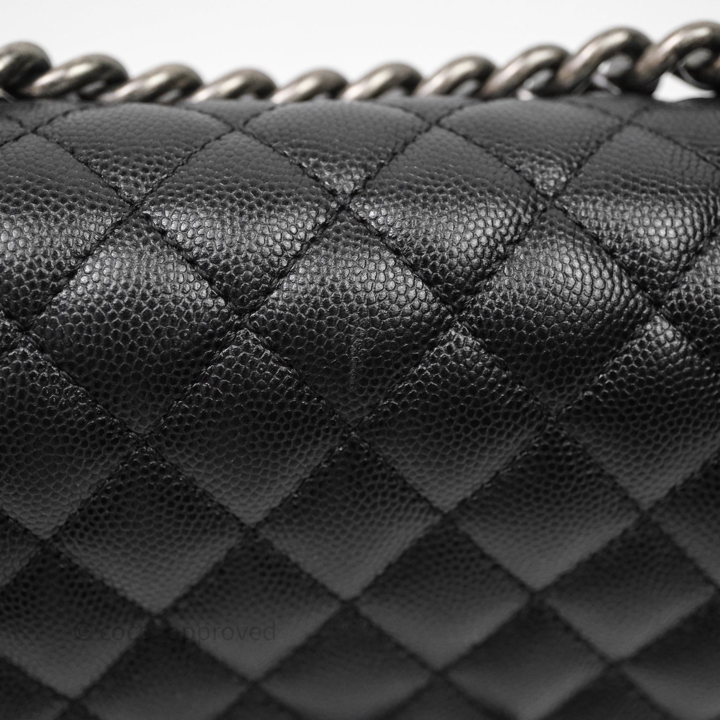 Chanel Small Boy Quilted Black Caviar Ruthenium Hardware