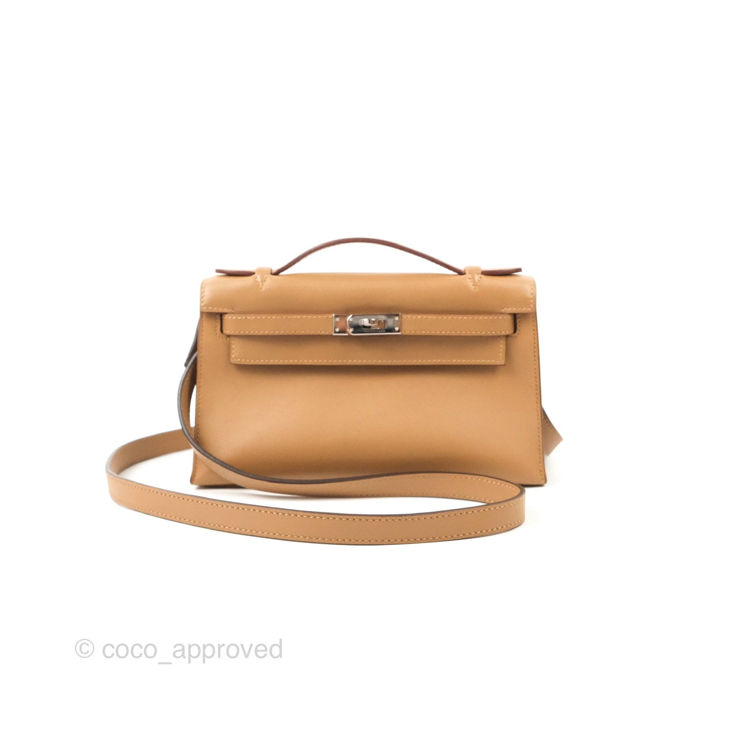Hermès Kelly Pochette Clutch Biscuit 48 Swift Palladium Hardware