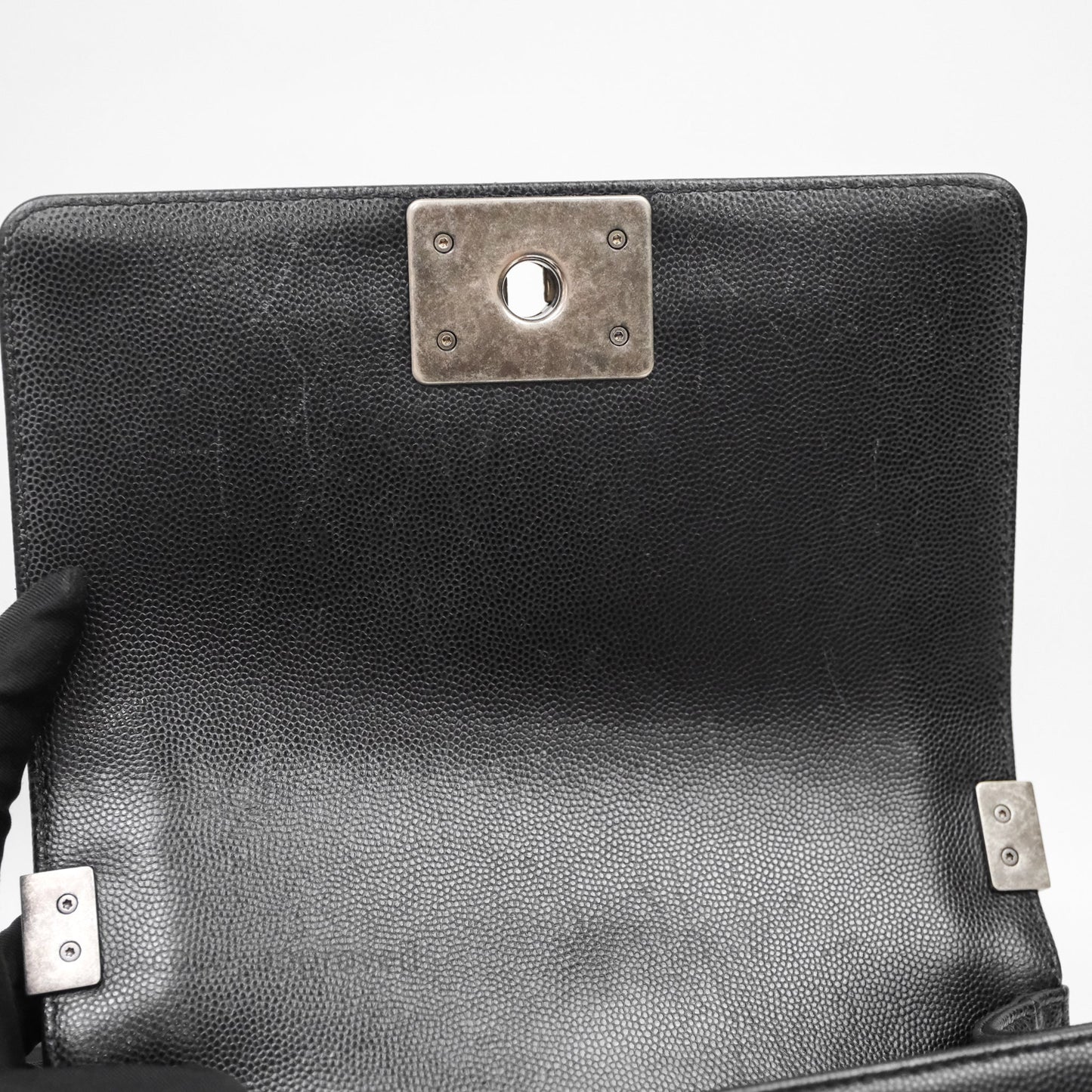 Chanel Small Boy Quilted Black Caviar Ruthenium Hardware