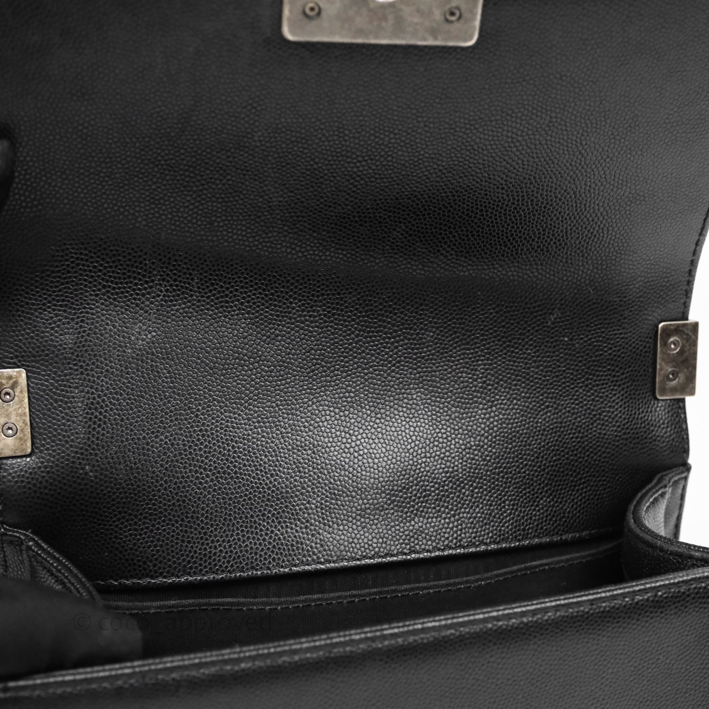 Chanel Small Boy Quilted Black Caviar Ruthenium Hardware
