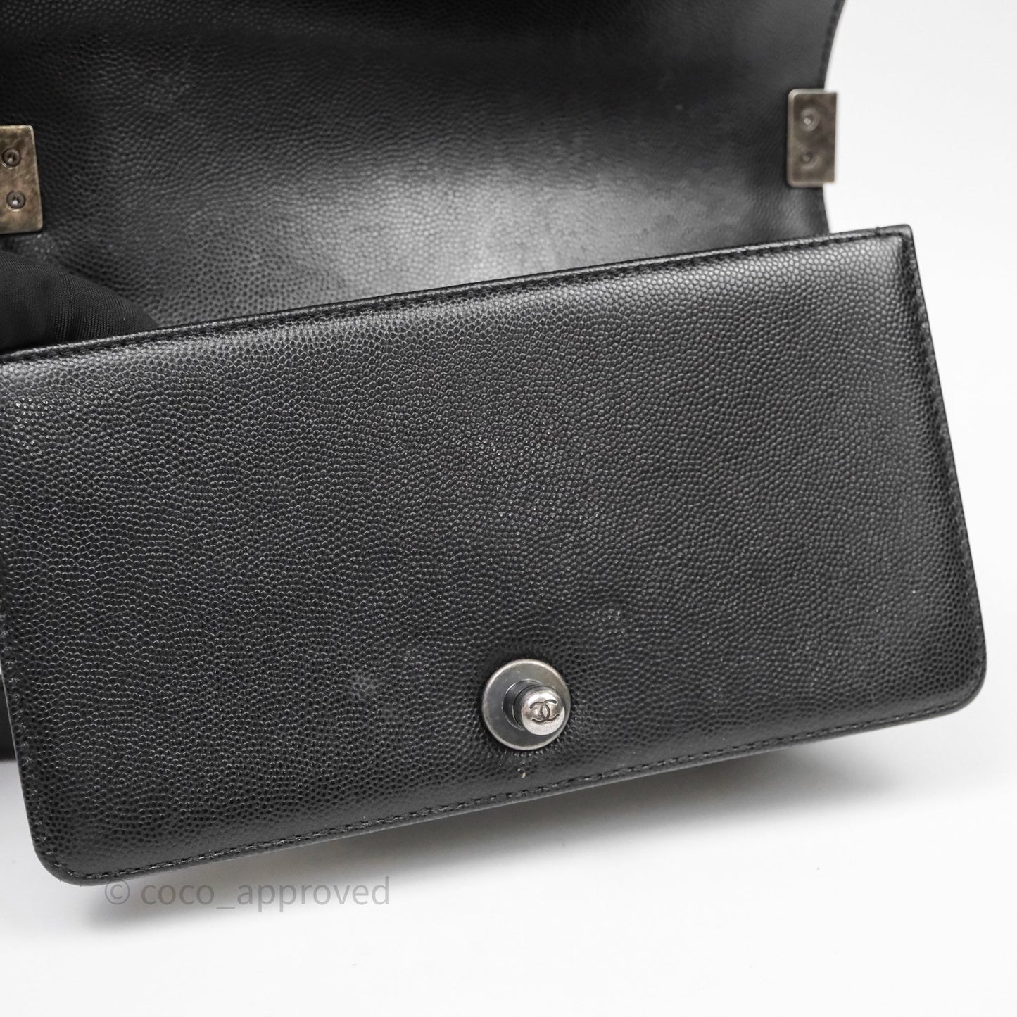 Chanel Small Boy Quilted Black Caviar Ruthenium Hardware