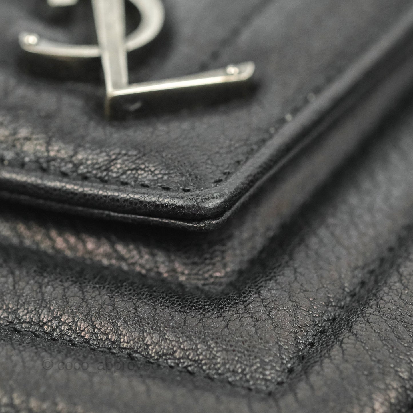 Saint Laurent Chevron Medium College Black Chain Bag Ruthenium Hardware