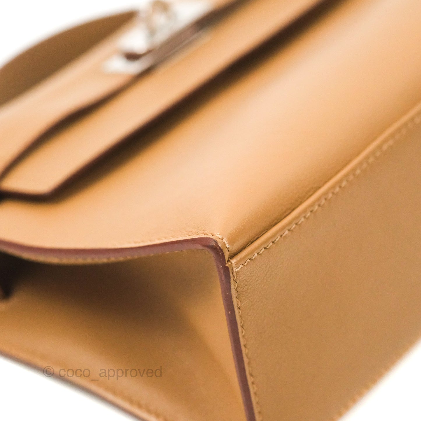 Hermès Kelly Pochette Clutch Biscuit 48 Swift Palladium Hardware