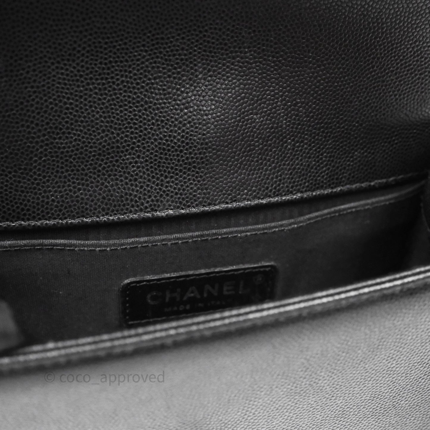 Chanel Small Boy Quilted Black Caviar Ruthenium Hardware