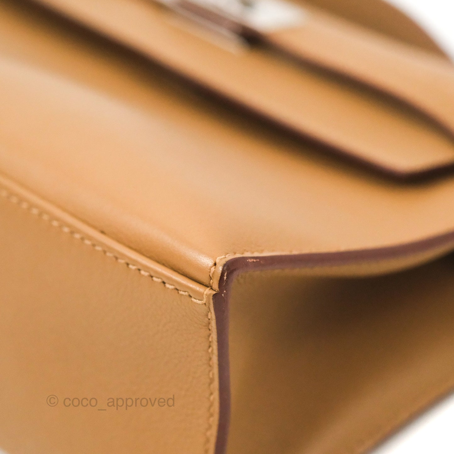 Hermès Kelly Pochette Clutch Biscuit 48 Swift Palladium Hardware