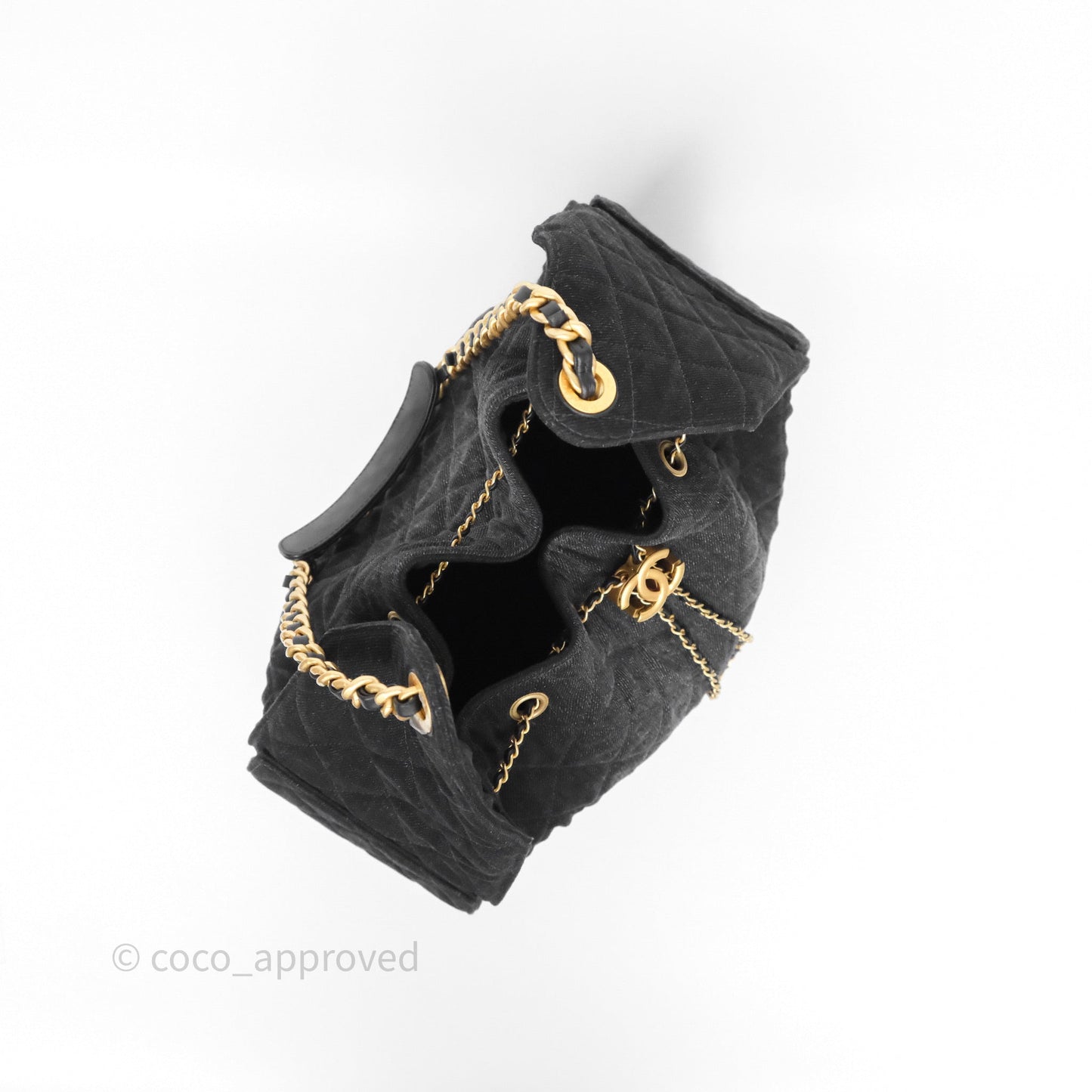 Chanel 25 Medium Washed Denim Black Aged Gold Hardware
