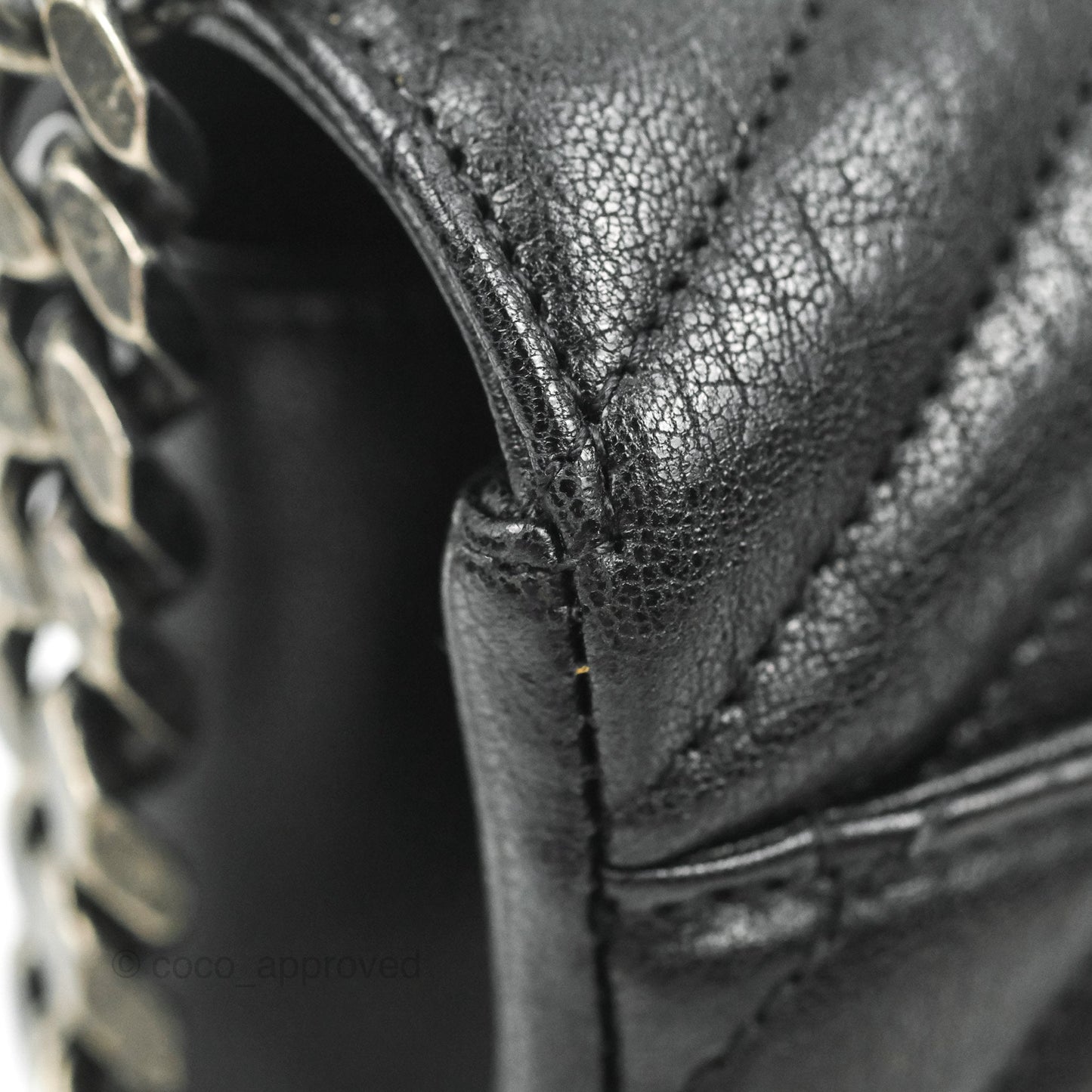 Saint Laurent Chevron Medium College Black Chain Bag Ruthenium Hardware
