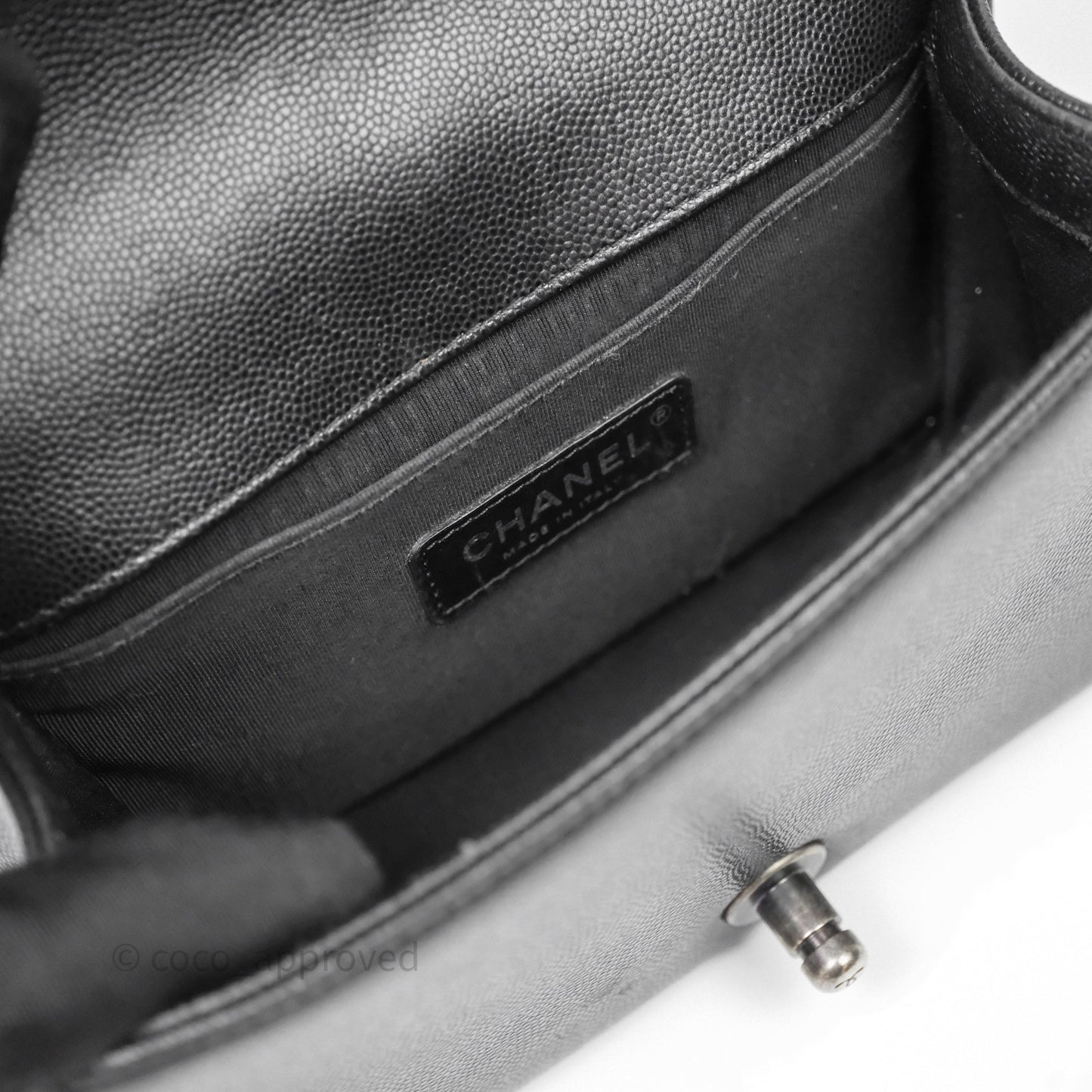 Chanel Small Boy Quilted Black Caviar Ruthenium Hardware