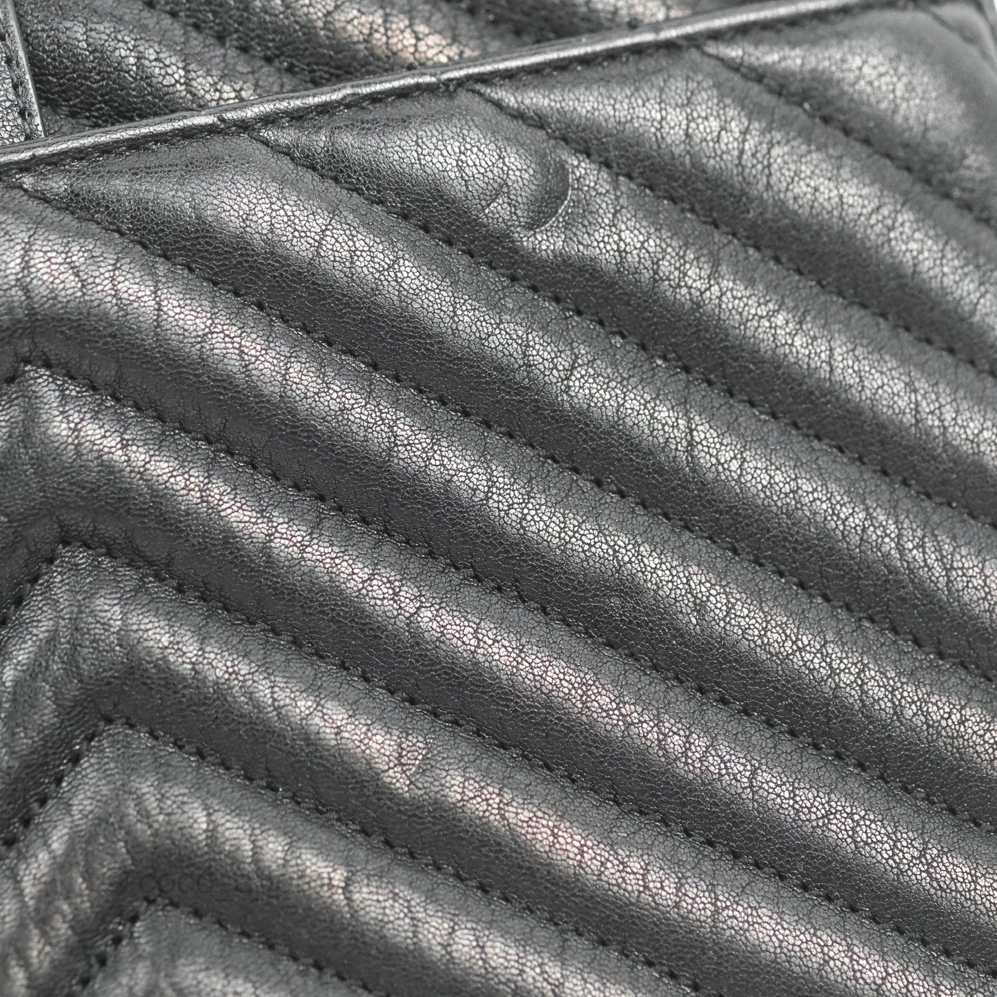 Saint Laurent Chevron Medium College Black Chain Bag Ruthenium Hardware