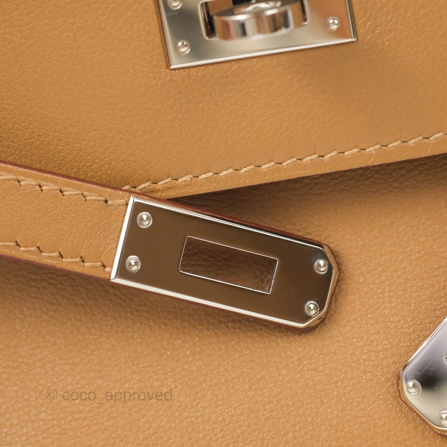 Hermès Kelly Pochette Clutch Biscuit 48 Swift Palladium Hardware