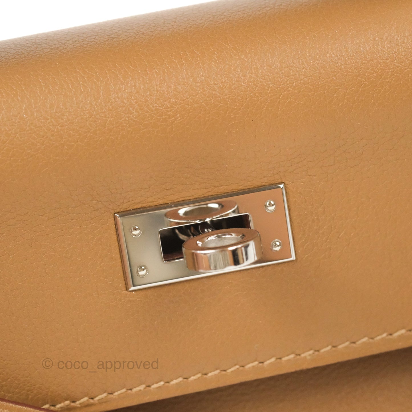 Hermès Kelly Pochette Clutch Biscuit 48 Swift Palladium Hardware