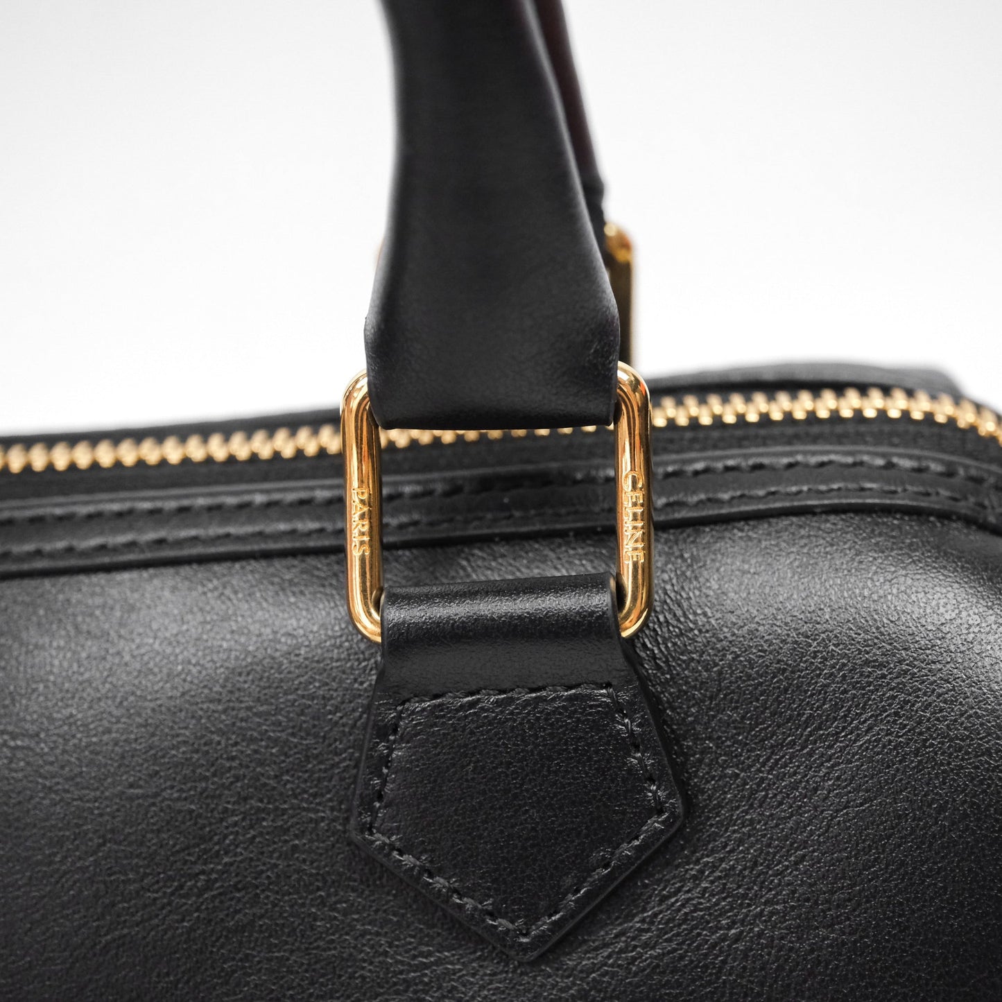 Celine Small Boston Bag Black Calfskin Gold Hardware