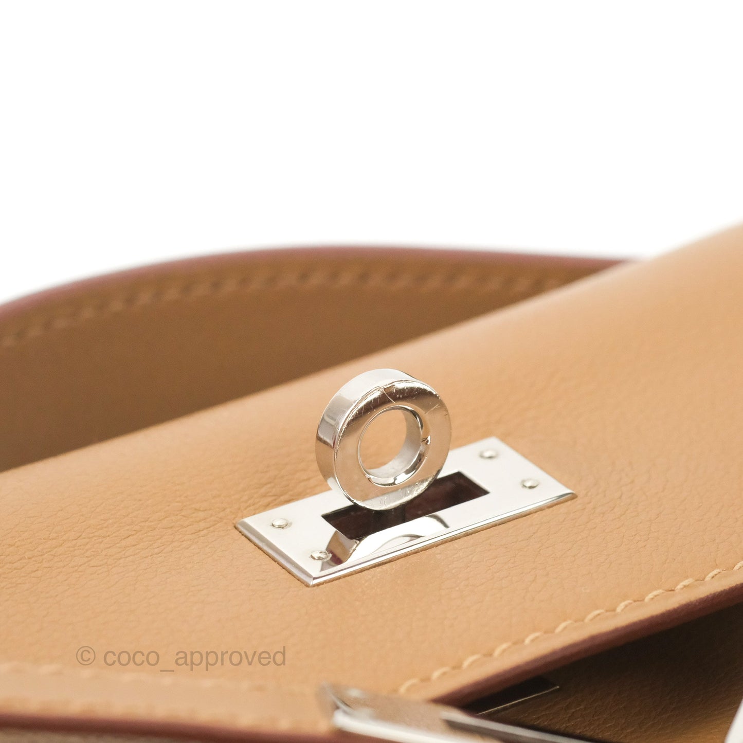 Hermès Kelly Pochette Clutch Biscuit 48 Swift Palladium Hardware