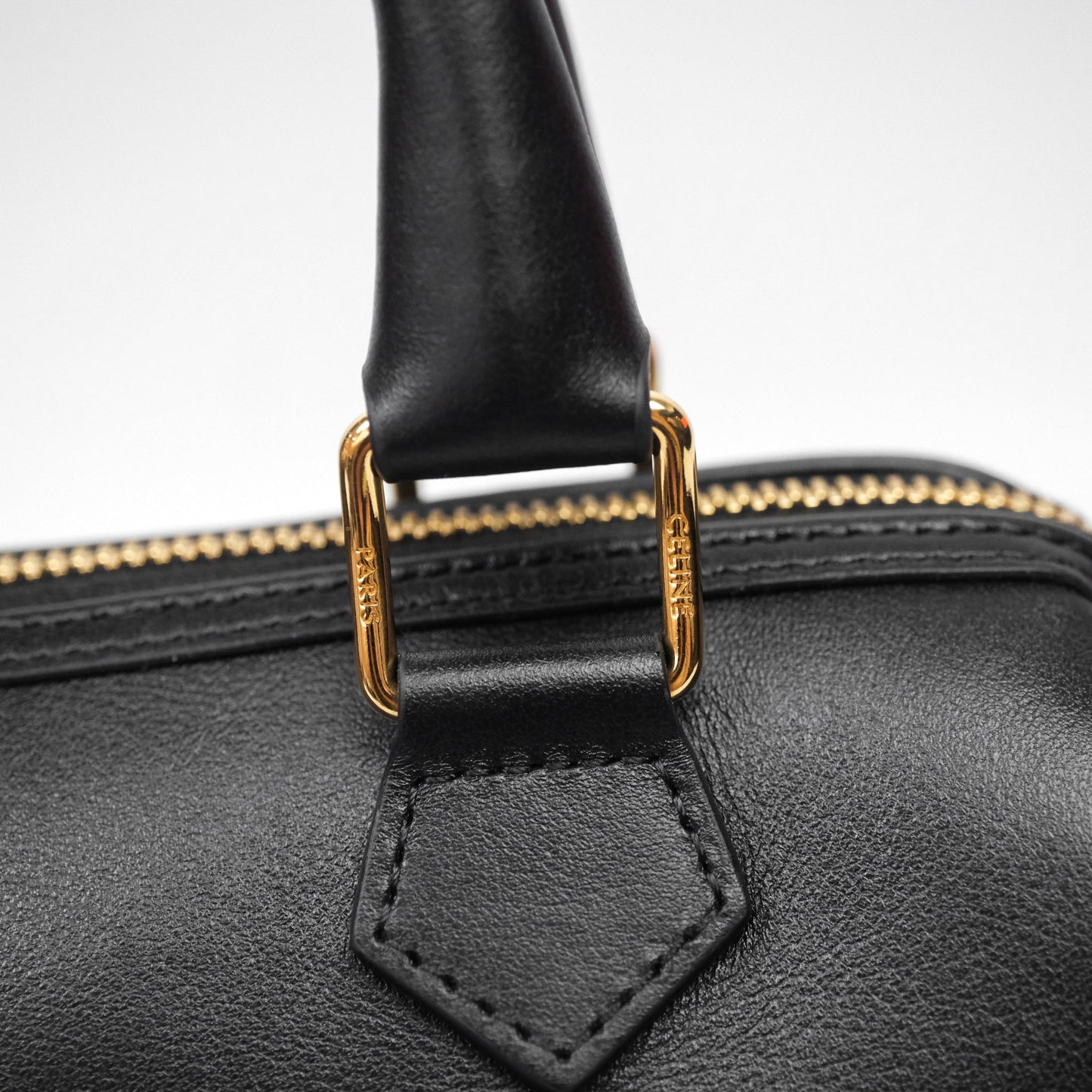 Celine Small Boston Bag Black Calfskin Gold Hardware