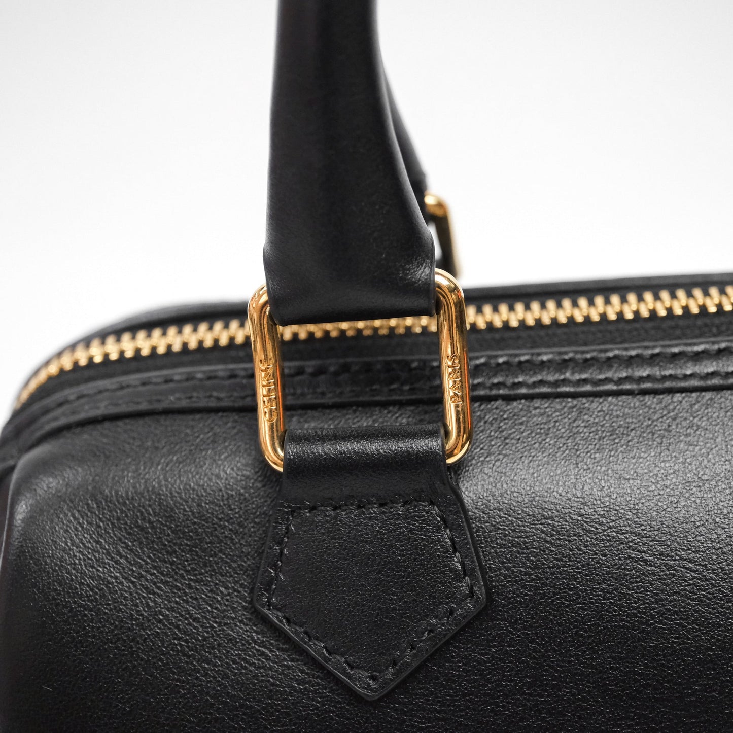 Celine Small Boston Bag Black Calfskin Gold Hardware