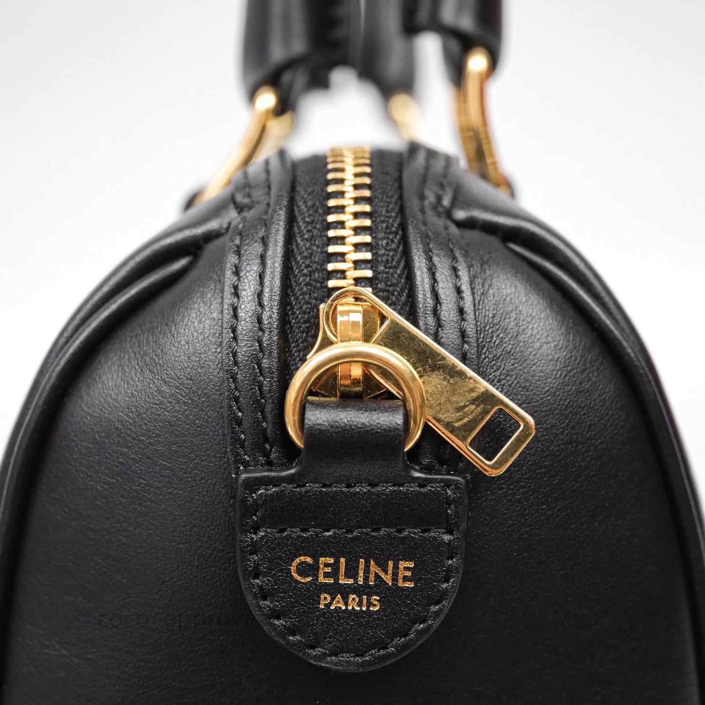 Celine Small Boston Bag Black Calfskin Gold Hardware