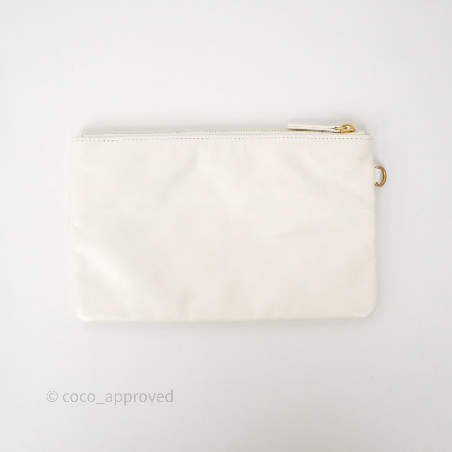 Chanel 22 Small White Shiny Crumpled Calfskin Aged Gold Hardware