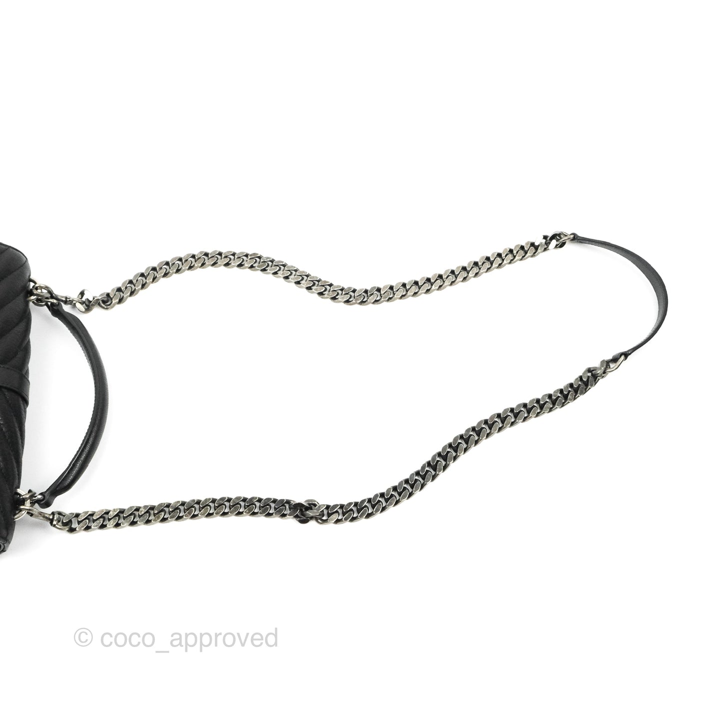Saint Laurent Chevron Medium College Black Chain Bag Ruthenium Hardware