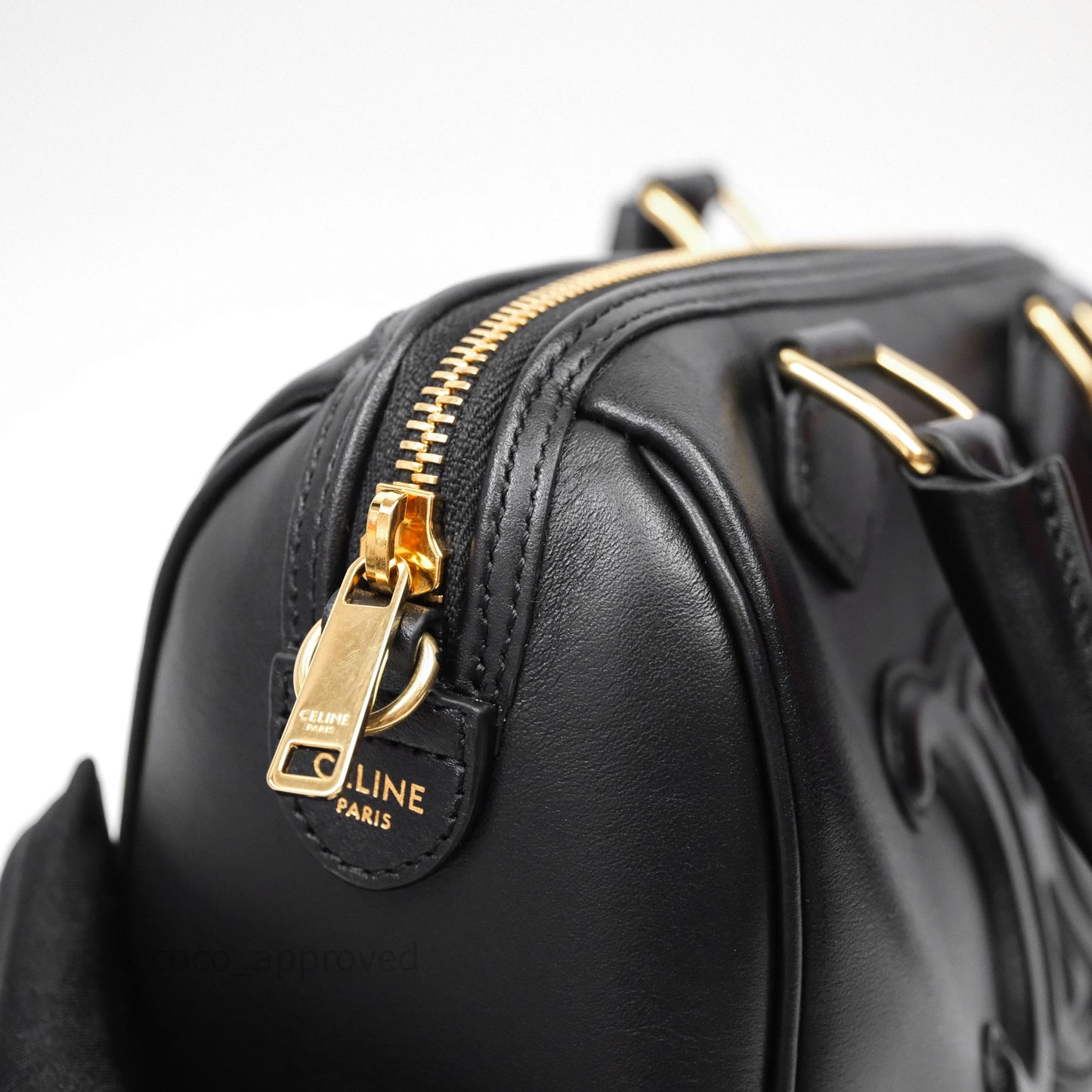 Celine Small Boston Bag Black Calfskin Gold Hardware