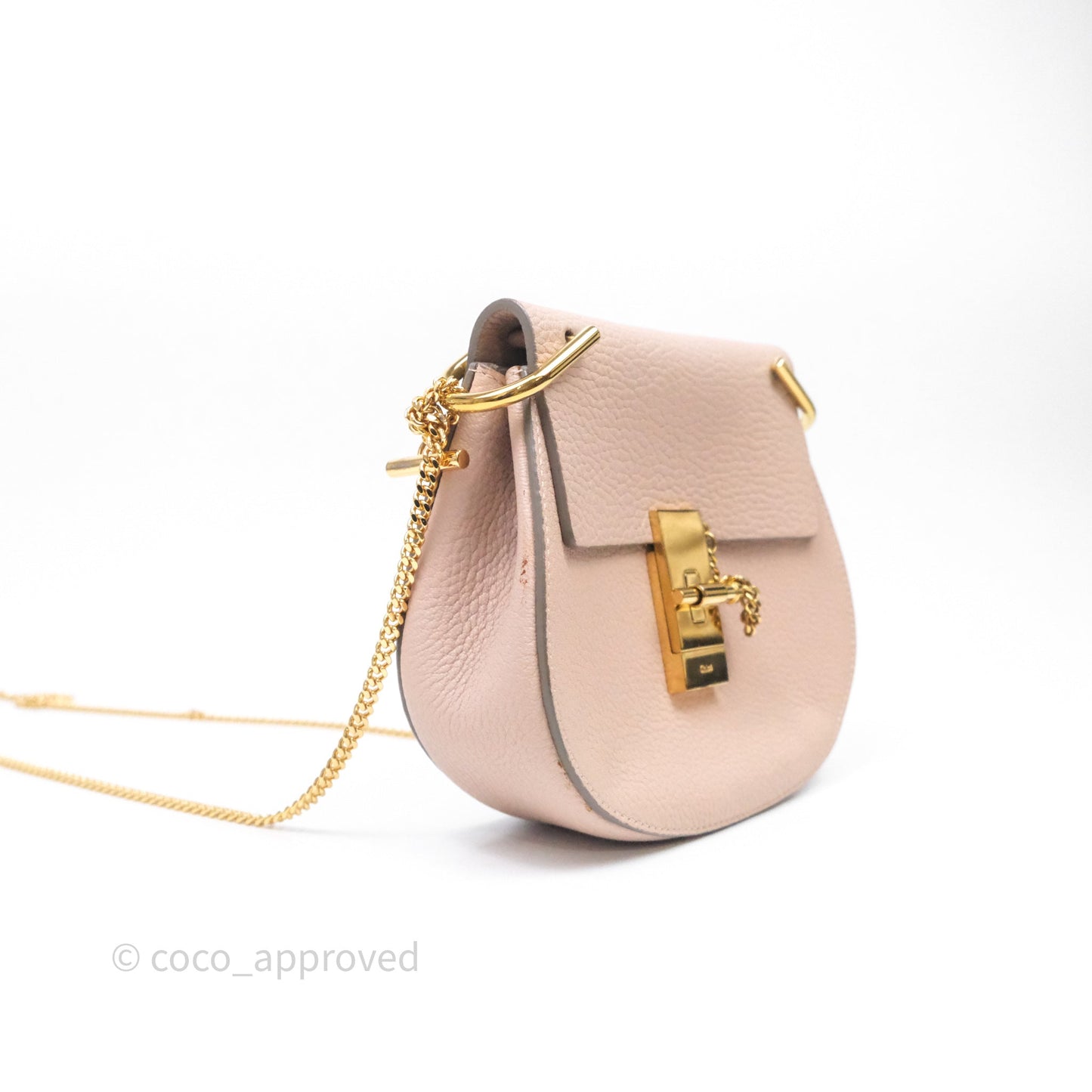 Chloe Mini Drew Crossbody Bag Pink Grained Leather
