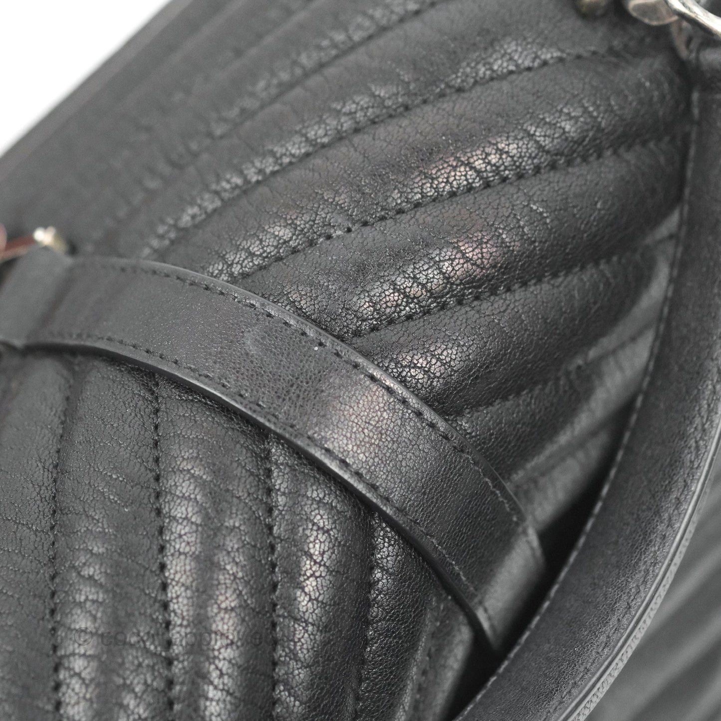 Saint Laurent Chevron Medium College Black Chain Bag Ruthenium Hardware