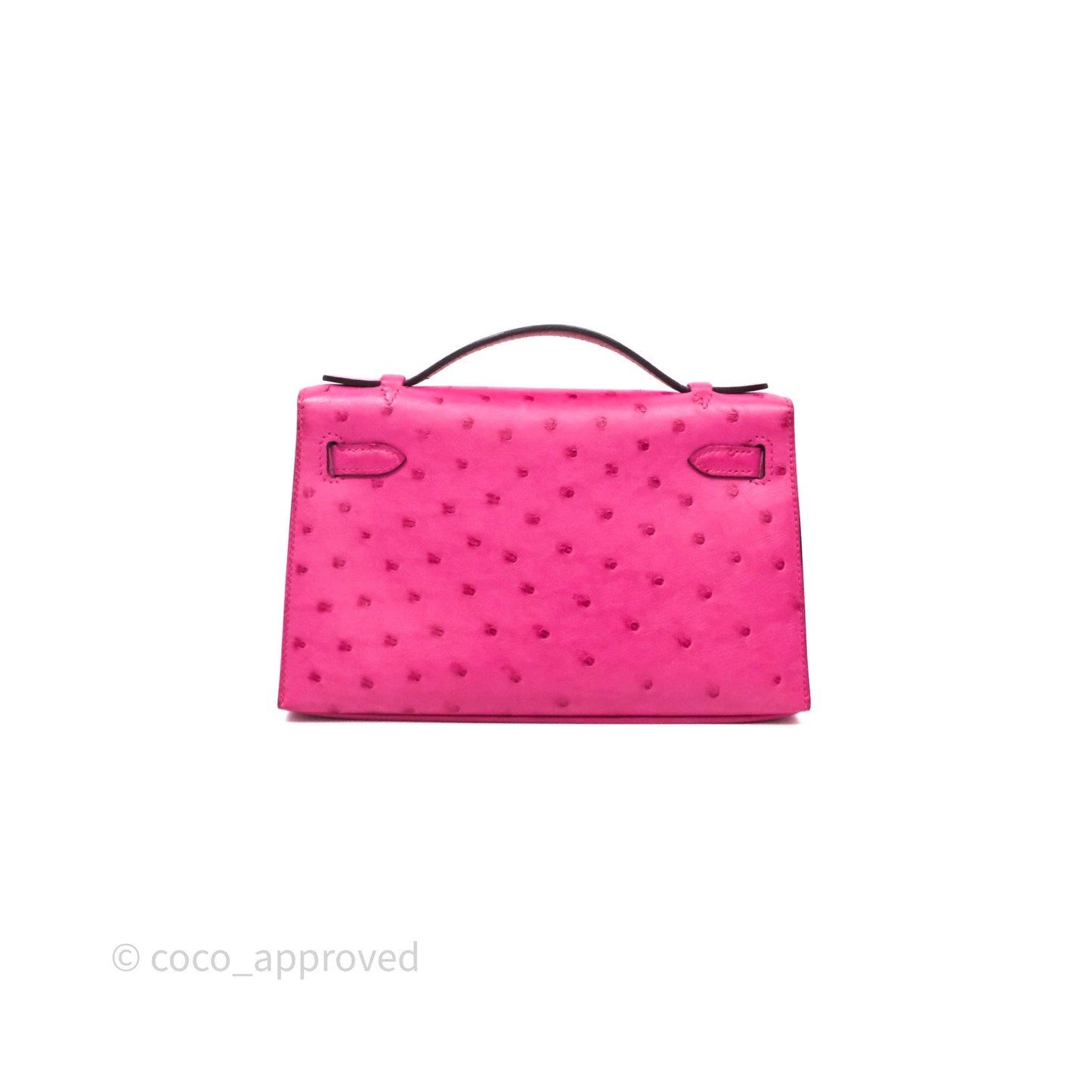 Hermès Kelly Pochette Clutch Rose Tyrien Ostrich Palladium Hardware