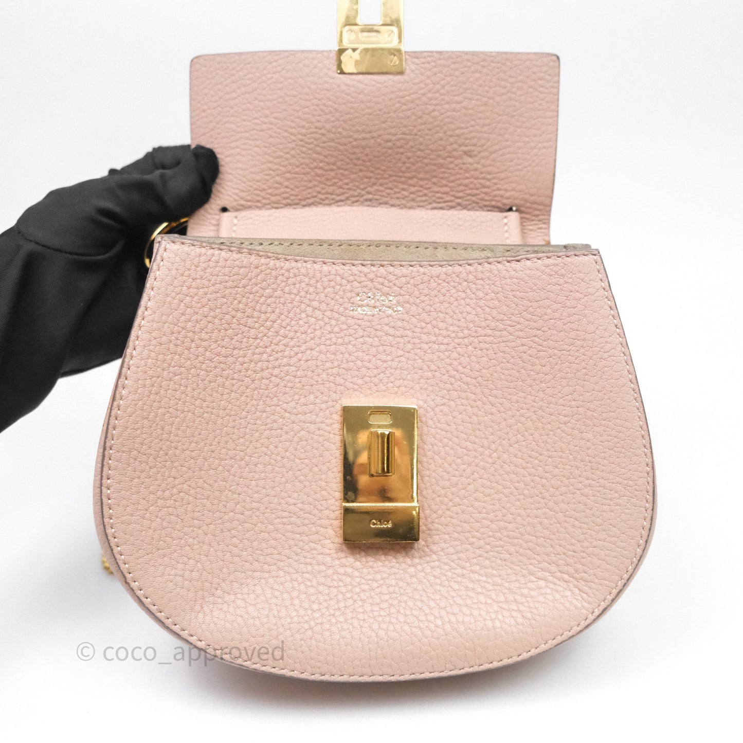 Chloe Mini Drew Crossbody Bag Pink Grained Leather