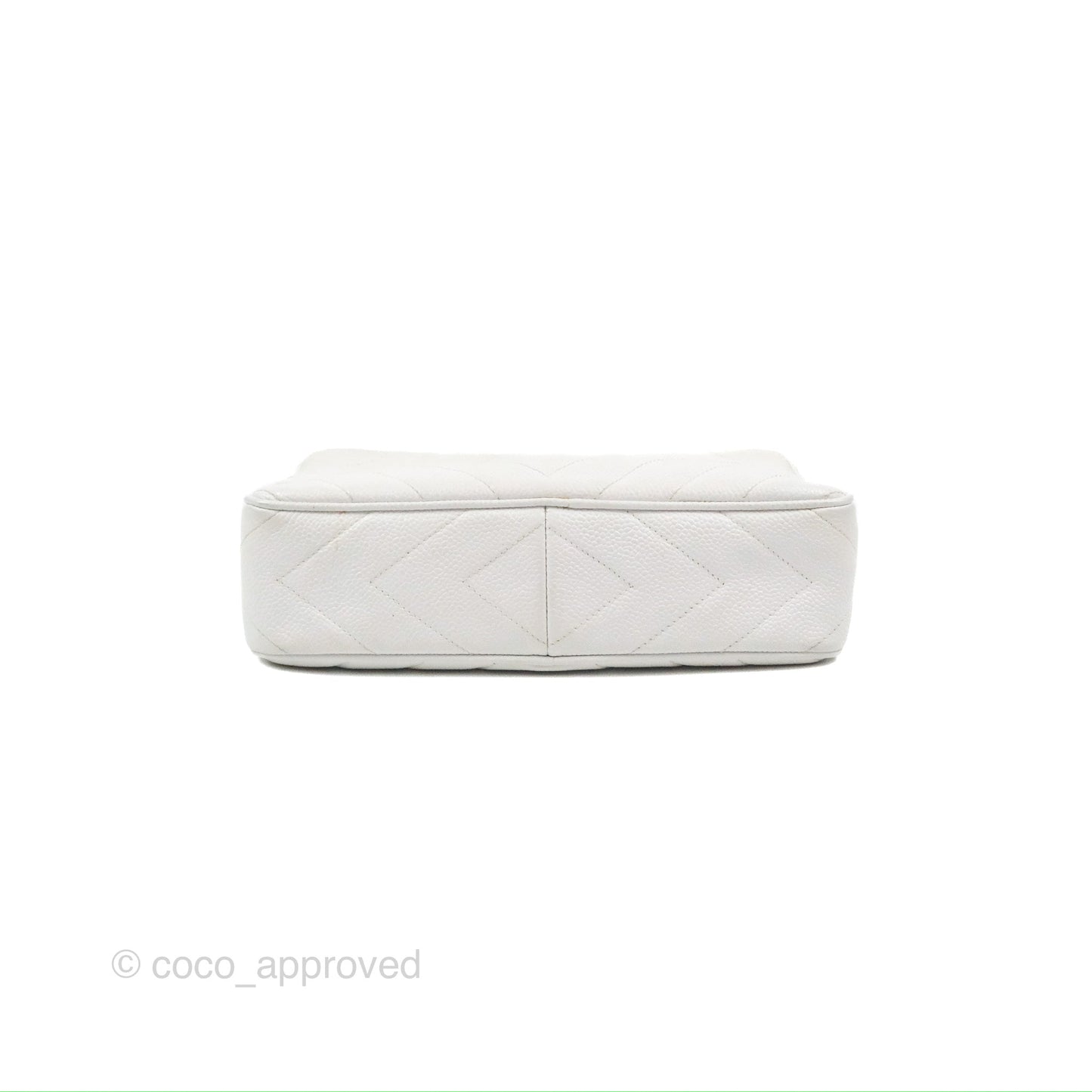 Chanel Chevron Quilted Tassel Camera Case White Caviar Gold Hardware