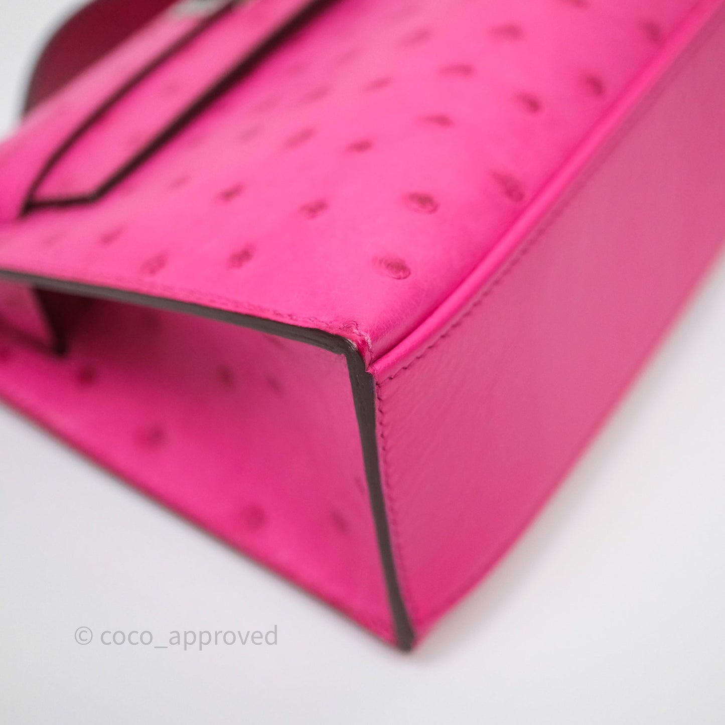Hermès Kelly Pochette Clutch Rose Tyrien Ostrich Palladium Hardware