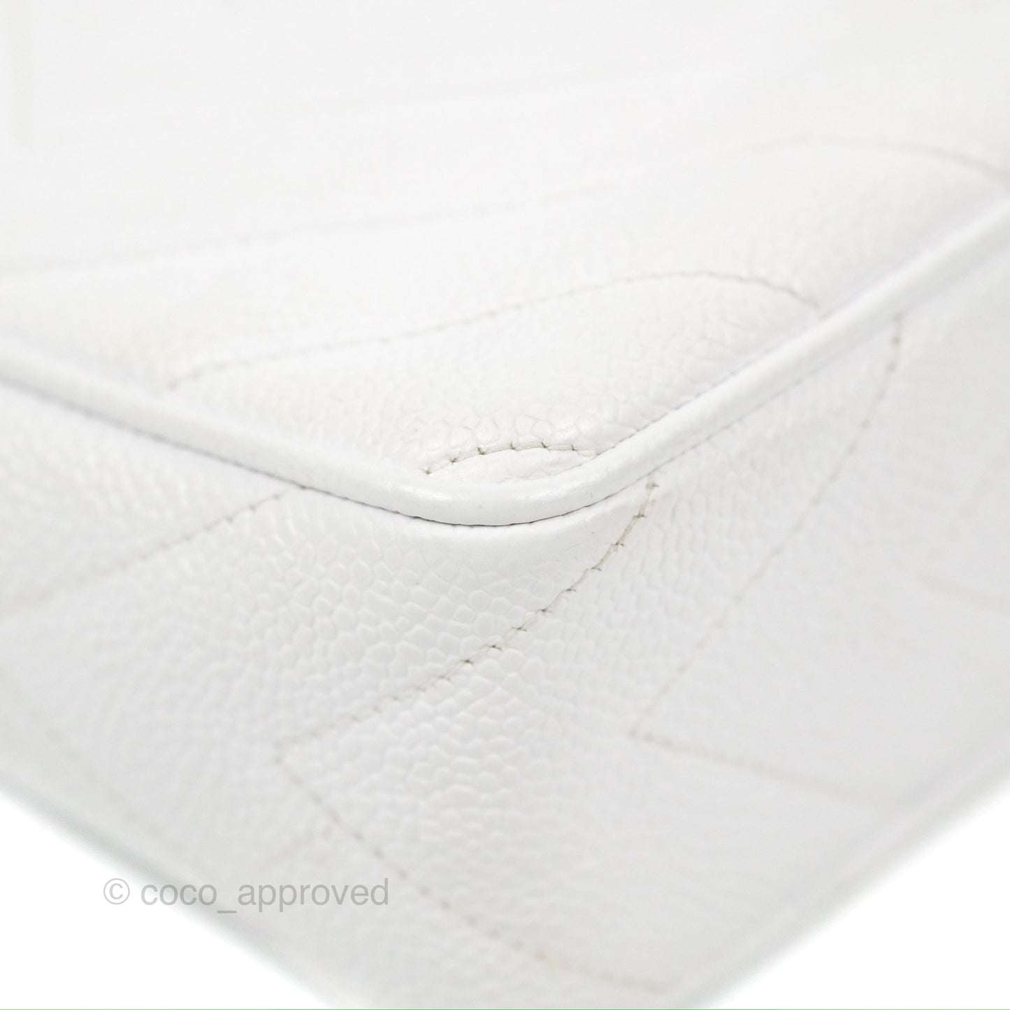 Chanel Chevron Quilted Tassel Camera Case White Caviar Gold Hardware